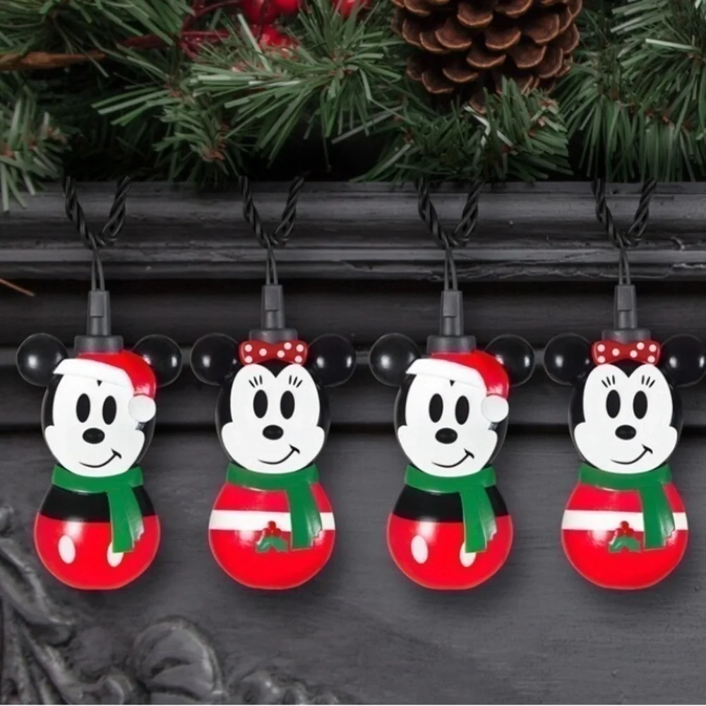 Disney Mickey Minnie Mouse Blinking LED String Lights Set Christmas NEW Black
